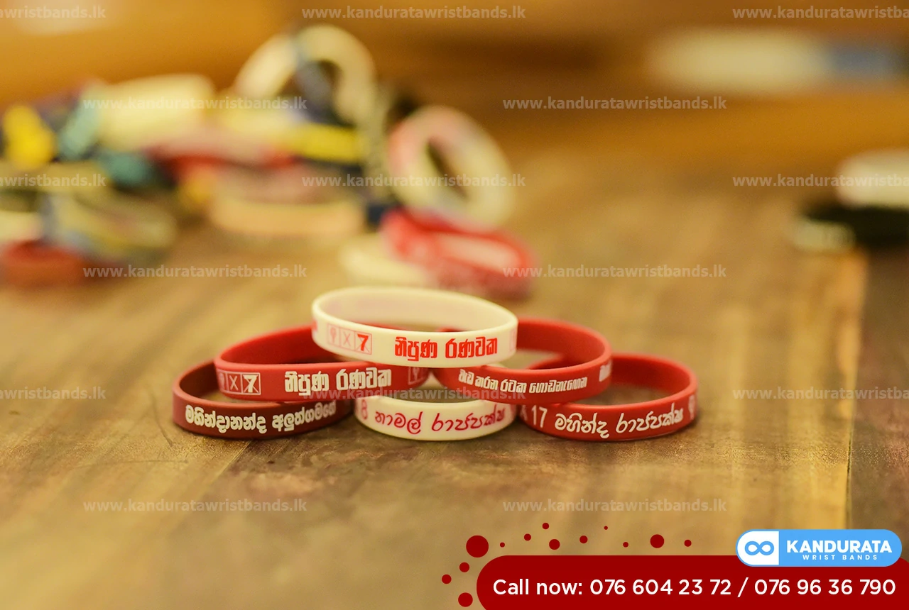 Normal printed meroon and white political campaigns wristband/bracelets.